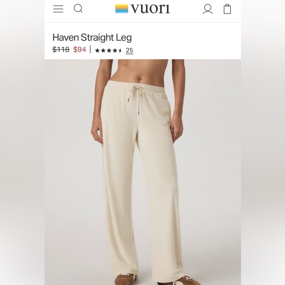 Vuori Women's Cream Straight Leg Pants